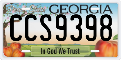 GA license plate CCS9398