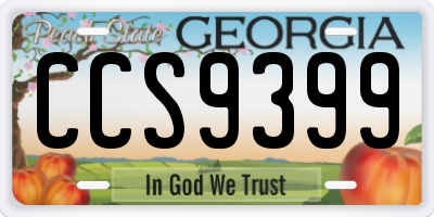 GA license plate CCS9399