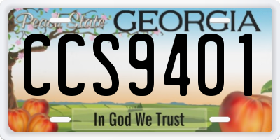 GA license plate CCS9401