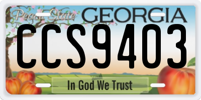 GA license plate CCS9403