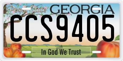 GA license plate CCS9405