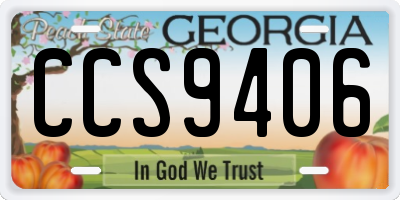 GA license plate CCS9406