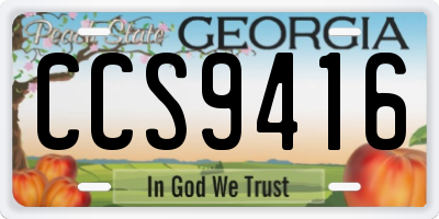 GA license plate CCS9416