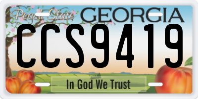 GA license plate CCS9419