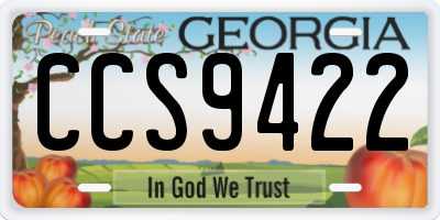 GA license plate CCS9422