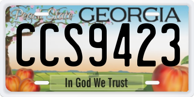 GA license plate CCS9423