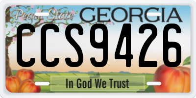 GA license plate CCS9426