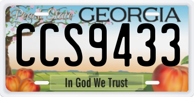 GA license plate CCS9433
