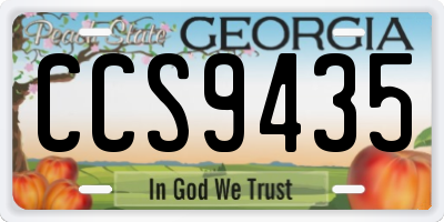 GA license plate CCS9435