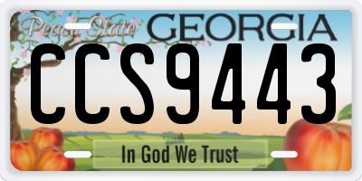 GA license plate CCS9443