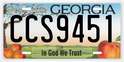 GA license plate CCS9451