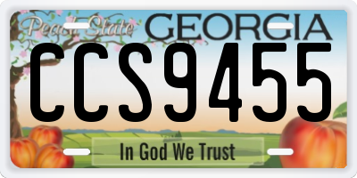 GA license plate CCS9455