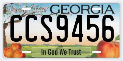 GA license plate CCS9456