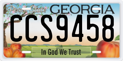 GA license plate CCS9458
