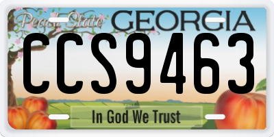 GA license plate CCS9463