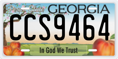 GA license plate CCS9464
