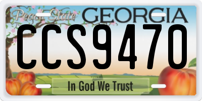 GA license plate CCS9470