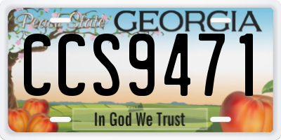 GA license plate CCS9471