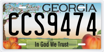 GA license plate CCS9474