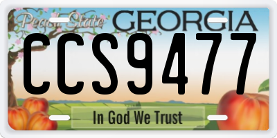 GA license plate CCS9477