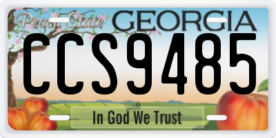 GA license plate CCS9485