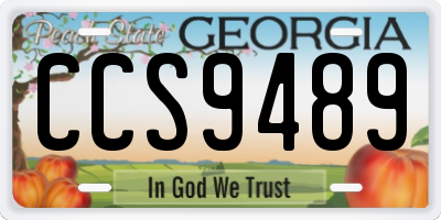 GA license plate CCS9489