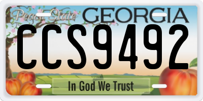 GA license plate CCS9492