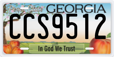 GA license plate CCS9512