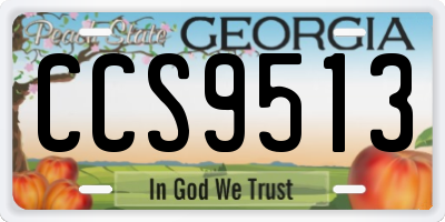 GA license plate CCS9513
