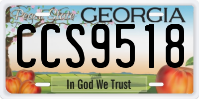 GA license plate CCS9518