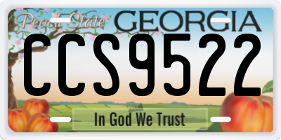 GA license plate CCS9522