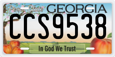 GA license plate CCS9538