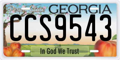 GA license plate CCS9543