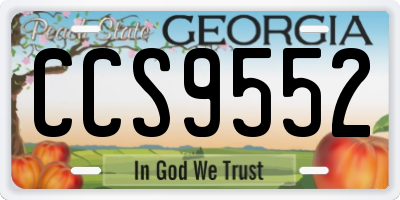 GA license plate CCS9552