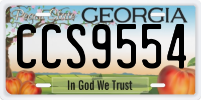 GA license plate CCS9554