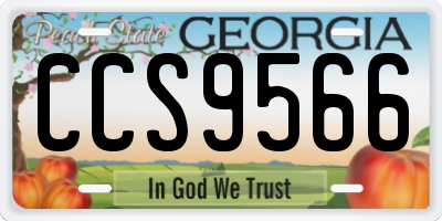 GA license plate CCS9566