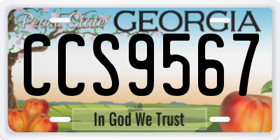 GA license plate CCS9567
