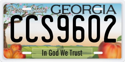GA license plate CCS9602