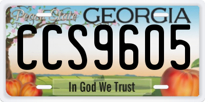 GA license plate CCS9605