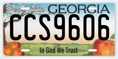 GA license plate CCS9606