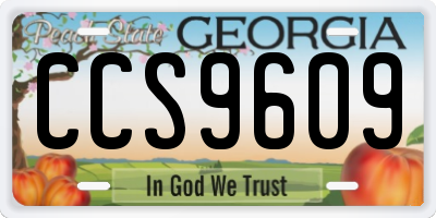 GA license plate CCS9609