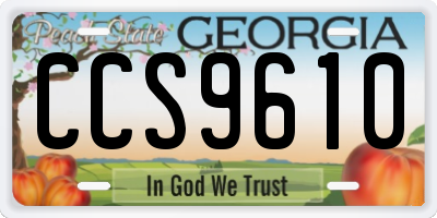 GA license plate CCS9610