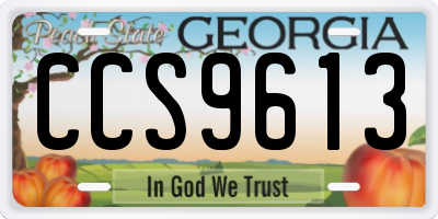 GA license plate CCS9613