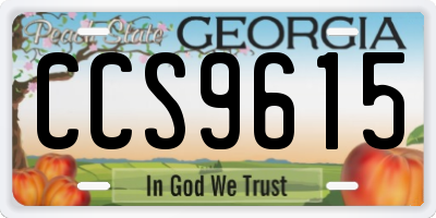 GA license plate CCS9615