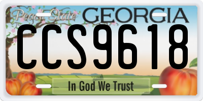 GA license plate CCS9618