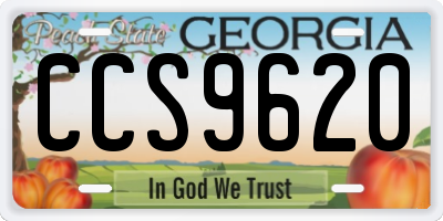 GA license plate CCS9620