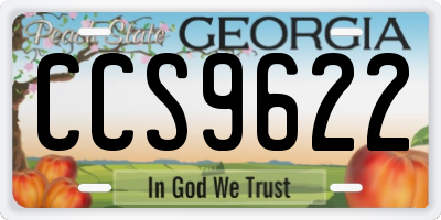 GA license plate CCS9622