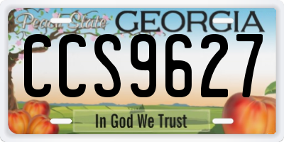 GA license plate CCS9627