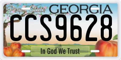 GA license plate CCS9628