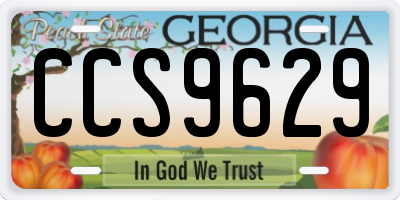 GA license plate CCS9629
